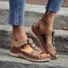 将图片加载到图库查看器,LADIES COMFY WEDGE SANDALS WITH FLOWER