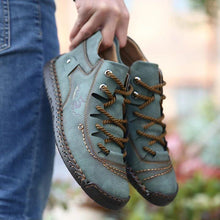 将图片加载到图库查看器,Men Hand Stitching Microfiber Leather Comfy Soft Retro Style Casual Shoes