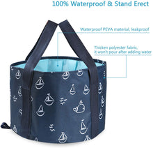 将图片加载到图库查看器,Foldable foot bath tub for travel, portable foot immersion spa basin, multifunctional folding bucket, outdoor, camping, dark blue
