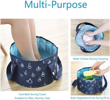 将图片加载到图库查看器,Foldable foot bath tub for travel, portable foot immersion spa basin, multifunctional folding bucket, outdoor, camping, dark blue
