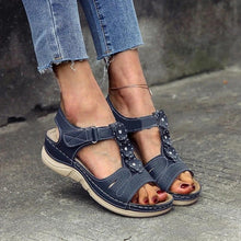 将图片加载到图库查看器,LADIES COMFY WEDGE SANDALS WITH FLOWER