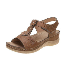 将图片加载到图库查看器,LADIES COMFY WEDGE SANDALS WITH FLOWER