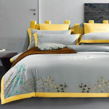 将图片加载到图库查看器,Brushed Cotton Embroidery Premium Duvet Cover Set-Silver Village
