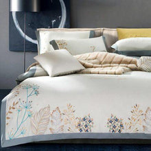 将图片加载到图库查看器,Brushed Cotton Embroidery Premium Duvet Cover Set-Silver Village