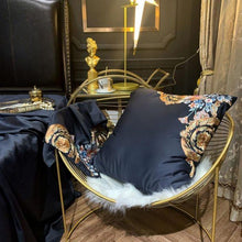 将图片加载到图库查看器,Leroux Black Egyptian Cotton Premium Embroidery Duvet Cover Set