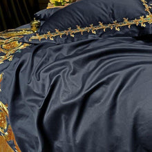 将图片加载到图库查看器,Leroux Black Egyptian Cotton Premium Embroidery Duvet Cover Set