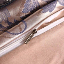 将图片加载到图库查看器,Fateena Silver Brown Luxury Satin Cotton Lace Duvet Cover Set