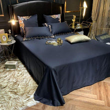 将图片加载到图库查看器,Leroux Black Egyptian Cotton Premium Embroidery Duvet Cover Set