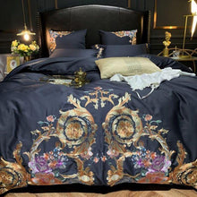 将图片加载到图库查看器,Leroux Black Egyptian Cotton Premium Embroidery Duvet Cover Set
