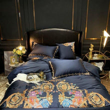 将图片加载到图库查看器,Leroux Black Egyptian Cotton Premium Embroidery Duvet Cover Set