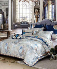 将图片加载到图库查看器,Kaleyra Silver Golden Silk Satin Cotton Duvet Cover Set