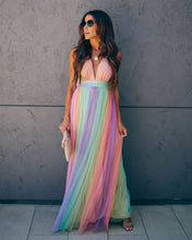 将图片加载到图库查看器,WONDERLAND RAINBOW STRIPED MAXI DRESS – FINAL SALE
