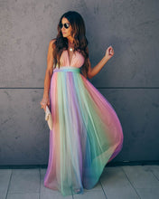 将图片加载到图库查看器,WONDERLAND RAINBOW STRIPED MAXI DRESS – FINAL SALE