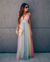 将图片加载到图库查看器,WONDERLAND RAINBOW STRIPED MAXI DRESS – FINAL SALE