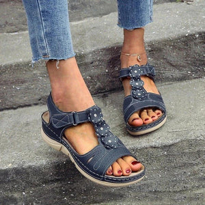 LADIES COMFY WEDGE SANDALS WITH FLOWER