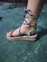 将图片加载到图库查看器，CULTURAL OPEN TOE LACE-UP PLATFORM SANDALS
