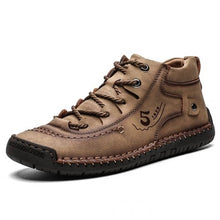 将图片加载到图库查看器，Men Hand Stitching Microfiber Leather Comfy Soft Retro Style Casual Shoes
