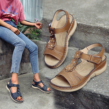 将图片加载到图库查看器，LADIES COMFY WEDGE SANDALS WITH FLOWER
