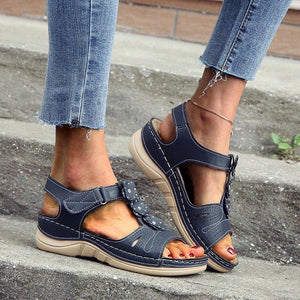 LADIES COMFY WEDGE SANDALS WITH FLOWER