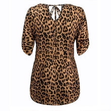 将图片加载到图库查看器，WOMEN O NECK SLEEVELESS LEOPARD T-SHIRT
