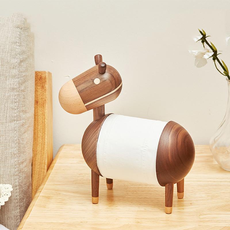 Creative little wooden donkey tissue holder