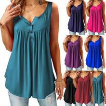 将图片加载到图库查看器，Comfy Loose Button Sleeveless Tank Top For Women
