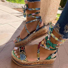 将图片加载到图库查看器，CULTURAL OPEN TOE LACE-UP PLATFORM SANDALS
