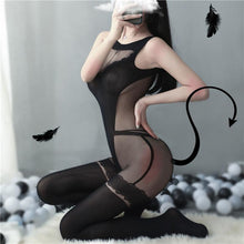 将图片加载到图库查看器，European and American black silk temptation sexy lingerie sexy female plus size one-piece full body stockings
