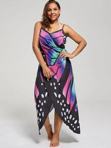 PLUS SIZE BUTTERFLY WRAP COVER UP DRESS