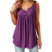 将图片加载到图库查看器，Comfy Loose Button Sleeveless Tank Top For Women
