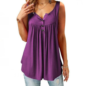 Comfy Loose Button Sleeveless Tank Top For Women