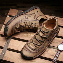 将图片加载到图库查看器，Men Hand Stitching Microfiber Leather Comfy Soft Retro Style Casual Shoes
