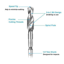 将图片加载到图库查看器，Metric Tap Drill Bits 6PCS (M3 - M10)
