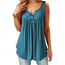 将图片加载到图库查看器，Comfy Loose Button Sleeveless Tank Top For Women
