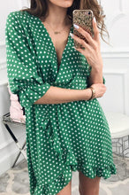 将图片加载到图库查看器，WOMEN SHORT DRESS RUFFLES PRINT POLKA DOT SEXY BODYCON BEACH HALF SLEEVE SUMMER PARTY MINI DRESSES
