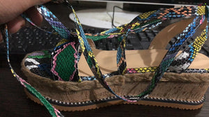 CULTURAL OPEN TOE LACE-UP PLATFORM SANDALS