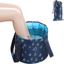 将图片加载到图库查看器，Foldable foot bath tub for travel, portable foot immersion spa basin, multifunctional folding bucket, outdoor, camping, dark blue
