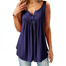 将图片加载到图库查看器，Comfy Loose Button Sleeveless Tank Top For Women
