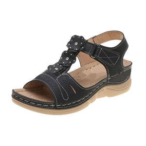 LADIES COMFY WEDGE SANDALS WITH FLOWER