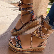 将图片加载到图库查看器，CULTURAL OPEN TOE LACE-UP PLATFORM SANDALS
