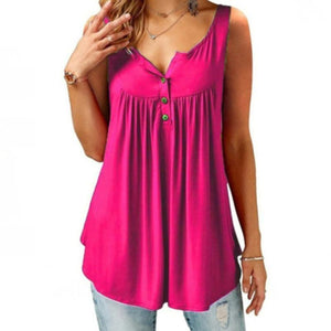 Comfy Loose Button Sleeveless Tank Top For Women