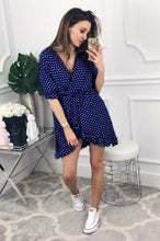 将图片加载到图库查看器，WOMEN SHORT DRESS RUFFLES PRINT POLKA DOT SEXY BODYCON BEACH HALF SLEEVE SUMMER PARTY MINI DRESSES
