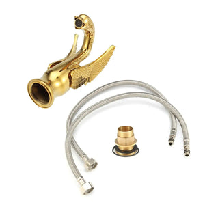 Luxury golden swan bathroom faucet