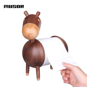 Creative little wooden donkey tissue holder