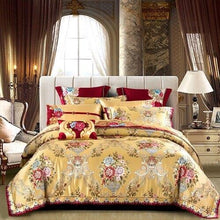 将图片加载到图库查看器，Kaleyra Silver Golden Silk Satin Cotton Duvet Cover Set
