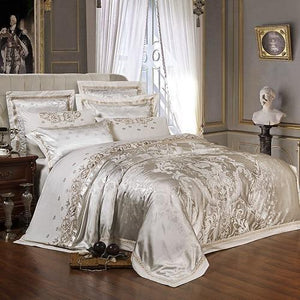 Vetora Luxury Silk Jacquard Cotton Duvet Cover Set