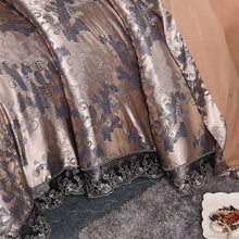 将图片加载到图库查看器，Fateena Silver Brown Luxury Satin Cotton Lace Duvet Cover Set
