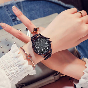 Lady lucky rose gold revolving flower Watch