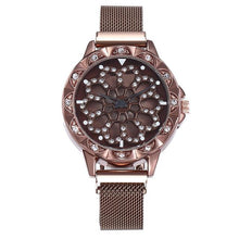 将图片加载到图库查看器，Lady lucky rose gold revolving flower Watch
