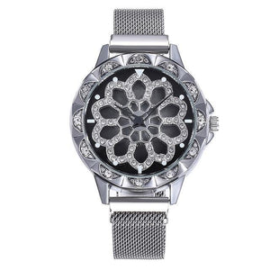 Lady lucky rose gold revolving flower Watch